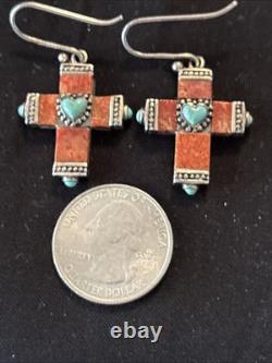 6 Pair Vintage Handmade Sterling Silver Multi Stone Pierced Earrings