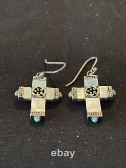 6 Pair Vintage Handmade Sterling Silver Multi Stone Pierced Earrings