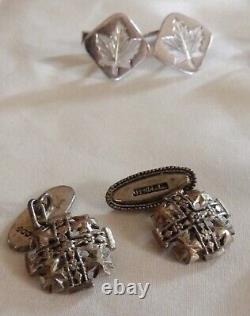 8 PAIR VINTAGE MCM STERLING SILVER CUFFLINKS 100g ALL SIGNED SIAM, CATS EYE, &