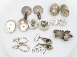 8 Pairs Of Taxco Mexican Ladies Ornate Vintage 925 Sterling Silver Earrings