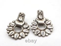 8 Pairs Of Taxco Mexican Ladies Ornate Vintage 925 Sterling Silver Earrings