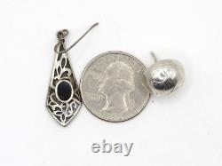 8 Pairs Of Taxco Mexican Ladies Ornate Vintage 925 Sterling Silver Earrings