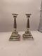925 Silver Pair Of Candlestick Holders M. L. R. Repousse Vintage 200grams