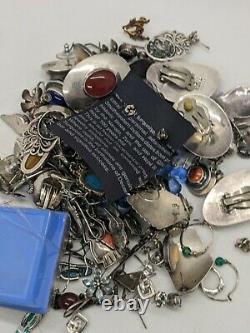 925 Sterling Silver & Gemstone Earrings Pairs Jewelry Lot Vintage Antique 240gr