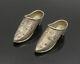 925 Sterling Silver Vintage Antique Floral Etched Pair Of Clog Shoes Tr2721