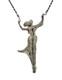 925 Sterling Silver Vintage Modernist Sculpted Couple Chain Necklace Ne3466