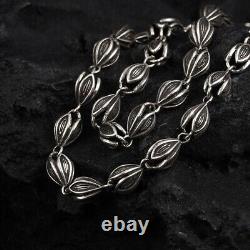 925 sterling silver retro hollow jasmine Flower Melon seed couple's necklace N13
