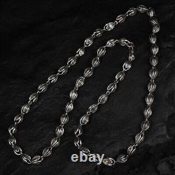 925 sterling silver retro hollow jasmine Flower Melon seed couple's necklace N13