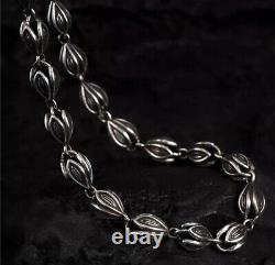 925 sterling silver retro hollow jasmine Flower Melon seed couple's necklace N13