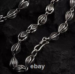 925 sterling silver retro hollow jasmine Flower Melon seed couple's necklace N13