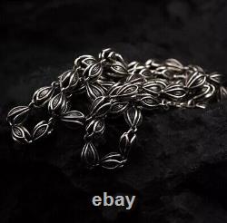 925 sterling silver retro hollow jasmine Flower Melon seed couple's necklace N13