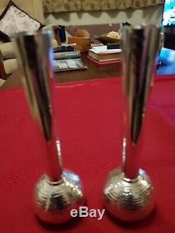 A Beautiful Pair Of Vintage, Solid Silver, Bark Effect Bud Vases