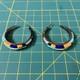 A Gorgeous Pair! Vintage Navajo Sterling Hoops Multi Row Set Stone/shell
