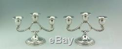 A Pair Of 3 Light Solid Sterling Silver Vintage Candelabra Revere Silversmiths
