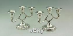 A Pair Of 3 Light Solid Sterling Silver Vintage Candelabra Revere Silversmiths