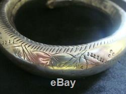 A Pair Of Antique Vintage Tribal Solid Silver Wedding Bridal Bangles