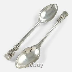 A Pair Of Vintage Arts & Crafts Solid Sterling Silver Spoons Omar Ramsden 1932