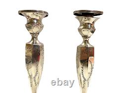 A Pair Vintage Birks Sterling Silver Candleholder Sticks 9.25