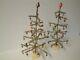 A Pair Of Antique German Wire Christmas Trees With Glass Ornaments