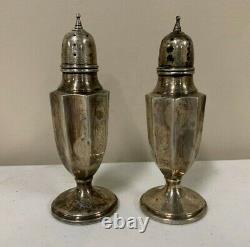 A Pair of Antique Vintage Sterling Silver Salt and Pepper Shakers