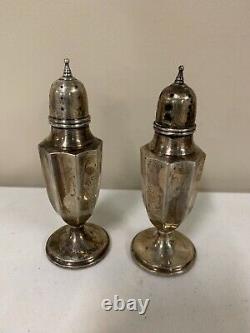 A Pair of Antique Vintage Sterling Silver Salt and Pepper Shakers