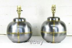 A Pair of Table Lamps Vintage Ethnic Steel with Brass Brazed Details VGC