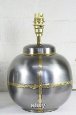 A Pair of Table Lamps Vintage Ethnic Steel with Brass Brazed Details VGC