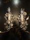 A Pair Of Vintage 10 Silver Leafed Floral/leaf Electric Wall Sconce Beautiful