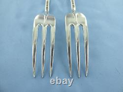 A Vintage Pair Of Sterling Silver Old Englishrat Tail Dessert Forks London 1966
