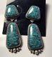 A Vintage Pair Of Sterling Silver Turquoise Dangle Earrings By Navajo Ben Piaso