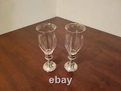 Alvin 841 Sterling Silver 3'' Pair Candlesticks 21h Collars & Hurricane Glass