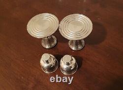 Alvin 841 Sterling Silver 3'' Pair Candlesticks 21h Collars & Hurricane Glass