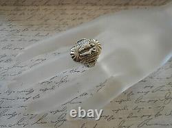 Amazing Bold Oxidized Sterling Silver Romantic Couple Vintage Ring 4911E