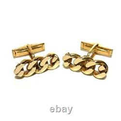Amazing Vintage Cuff Links 18K Yellow Gold Over with Chain For Men's 1Pair RARE
