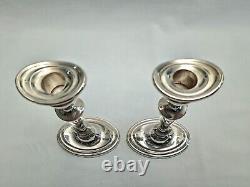 An eight inch pair of vintage sterling silver candlesticks by D. J silver, London