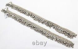 Anklet Pair Solid Silver Anklets Ankle Tribal Feet Vintage Ethnic Women F663