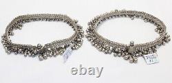 Anklet Pair Solid Silver Anklets Ankle Tribal Feet Vintage Ethnic Women F663