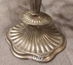 Antique Pair Of 3-Arm Candle Holders In Metal Vintage