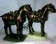 Antique Pair Of Chinese 925 Sterling Silver Horse Figurines Enamel Cloisonne Vtg