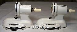 Antique Porcelain Sconce Pair Vtg Light Fixture Art Deco Ceramic Silver USA #B35