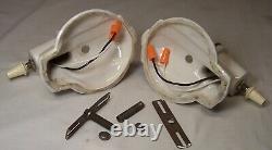 Antique Porcelain Sconce Pair Vtg Light Fixture Art Deco Ceramic Silver USA #B35