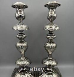Antique Shabbat silver plated Candlesticks by Norblin Warszawa Judaica 14