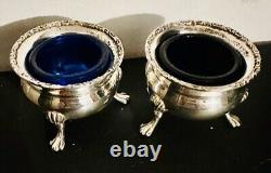 Antique Solid Silver Pair Candle Holders Salts Hallmarked 1906 Table Ware Home