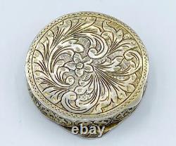 Antique Vintage 800 Silver & Enamel Snuff Pill Box with Scenic Courting Couple