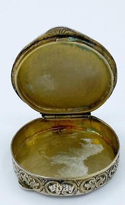 Antique Vintage 800 Silver & Enamel Snuff Pill Box with Scenic Courting Couple