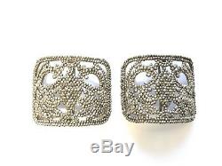 Antique / Vintage French Pair Matching Polished Cut Steel Large Shoe Buckles