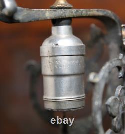 Antique Vintage Light Wall Sconce Pair Arts Crafts Tudor Gothic silver lamps