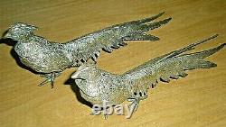 Antique/Vintage Pair of Brass/Spelter Male/Female Pheasants, Excellent Condition