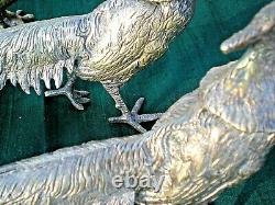 Antique/Vintage Pair of Brass/Spelter Male/Female Pheasants, Excellent Condition