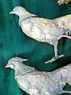 Antique/Vintage Pair of Brass/Spelter Male/Female Pheasants, Excellent Condition